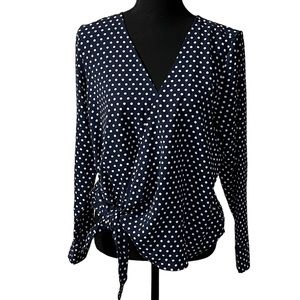 Michael Michael Kors Faux Wrap Polka Dot Shirt Size M